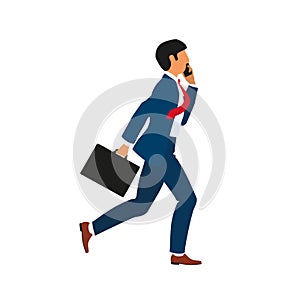 Vector illustration business man running to work